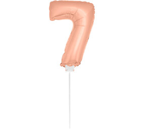 Digit balloon 7 pink gold with stick | 36cm Digit balloon 7 pink gold with stick | 36cm
