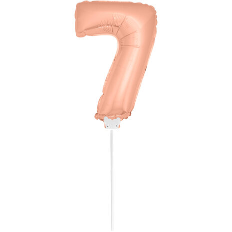 Ballon numérique 7 or rose avec bâton | 40cm
