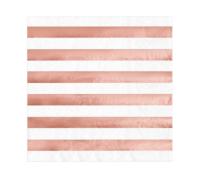Tuf-Tuf Servet Rosé Goud metallic gestreept  33x33cm | 10 stuks Tuf-Tuf Servet Rosé Goud metallic gestreept  33x33cm | 10 stuks