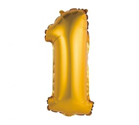 Godan Folie Ballon Mat Goud Cijfer 1 | 35cm Godan Folie Ballon Mat Goud Cijfer 1 | 35cm