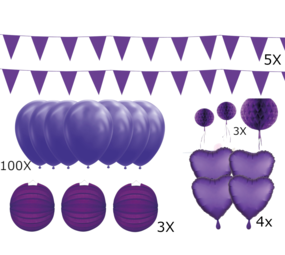 Tuf-Tuf Party pack Décorations violettes | 115 pièces Tuf-Tuf Party pack Décorations violettes | 115 pièces