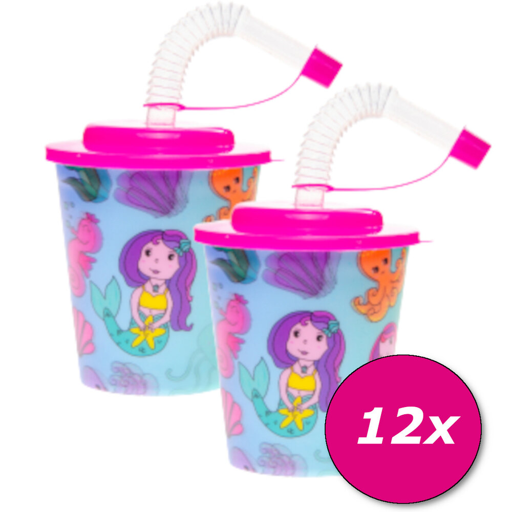 LG Imports Zeemeermin Traktatie Beker met Rietje 250ml | per stuk