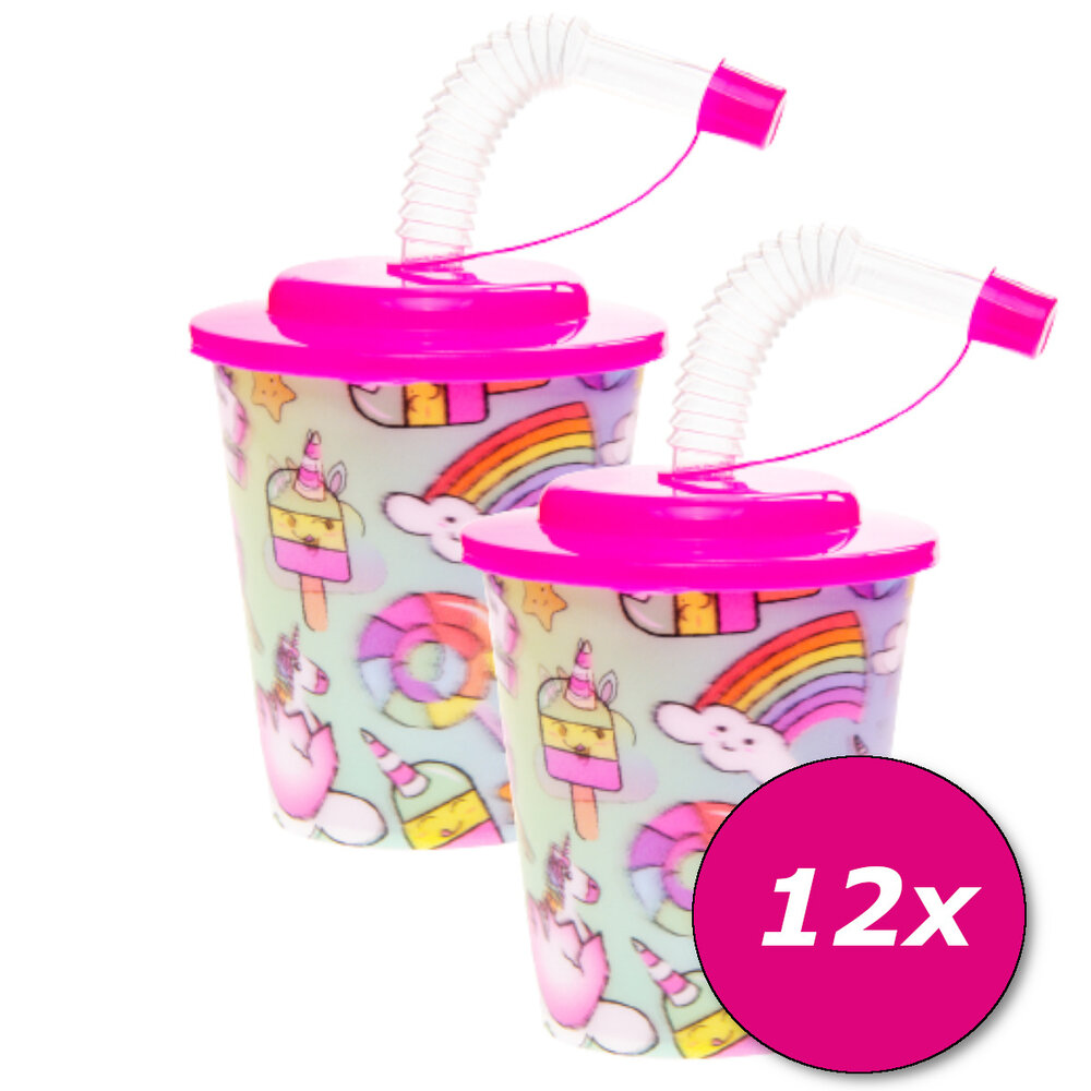 LG Imports Eenhoorn Traktatie Beker met Rietje 250ml | per stuk