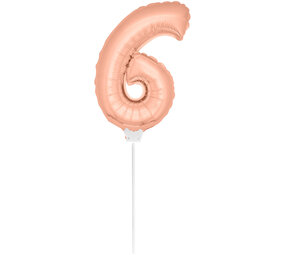 Folat Cijfer ballon 6 Rose Goud met stokje | 36cm Folat Cijfer ballon 6 Rose Goud met stokje | 36cm