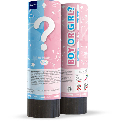 Confetti Shooter Genre révèle 15 cm - fille Confetti Shooter Genre révèle 15 cm - fille