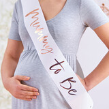Ginger Ray Mummy To Be White and Rose Gold Sash | 75x10cm