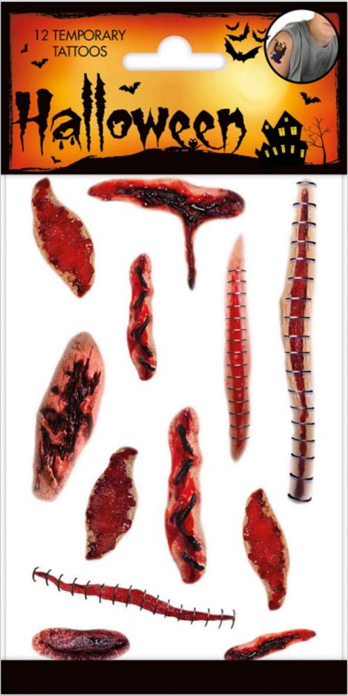 Halloween Wonden Tattoo's | 12 stuks