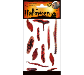 Halloween Wonden Tattoo's | 12 stuks Halloween Wonden Tattoo's | 12 stuks