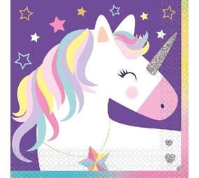Unique Party Serviettes Licorne Hourra 33x33cm | 16 pièces