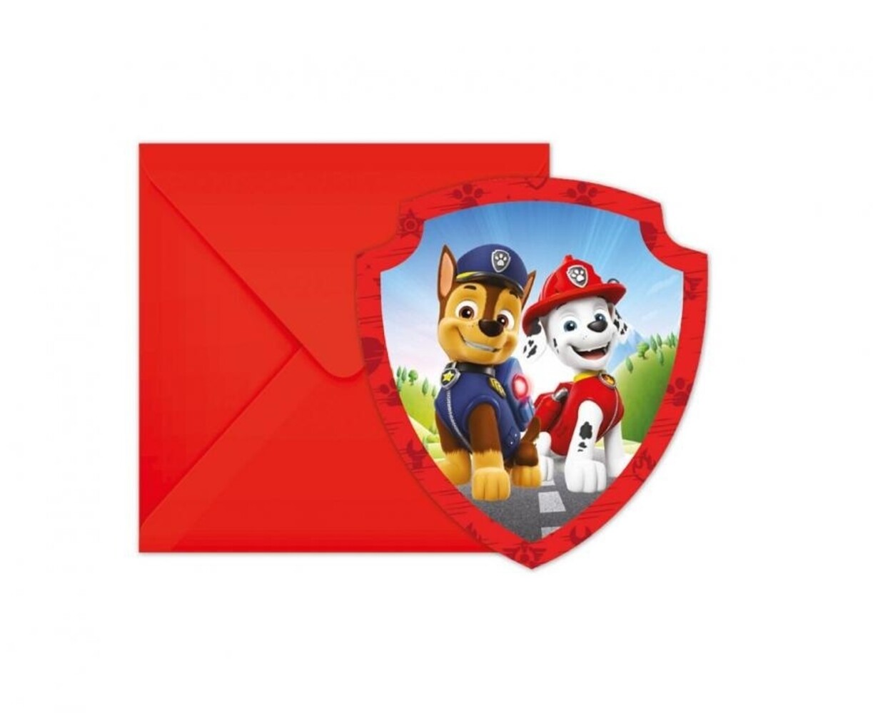 Procos Party Paw Patrol Uitnodigingen | 6 Stuks