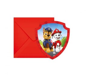 Procos Party Paw Patrol Uitnodigingen | 6 Stuks
