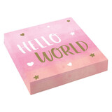 Amscan Hello World Servetten Roze 33x33cm | 16 stuks Amscan Hello World Servetten Roze 33x33cm | 16 stuks