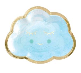 Amscan Blauw Met Gouden Borden 16.5cm | 8 stuks