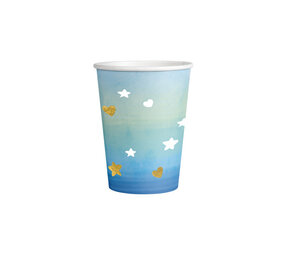 Amscan Blue With Gold Cups 250ml | 8 pieces Amscan Blue With Gold Cups 250ml | 8 pieces
