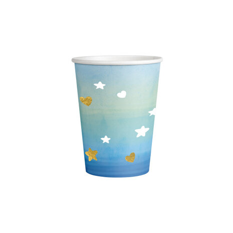 Amscan Bleu avec tasses dorées 250 ml | 8 pièces Amscan Bleu avec tasses dorées 250 ml | 8 pièces