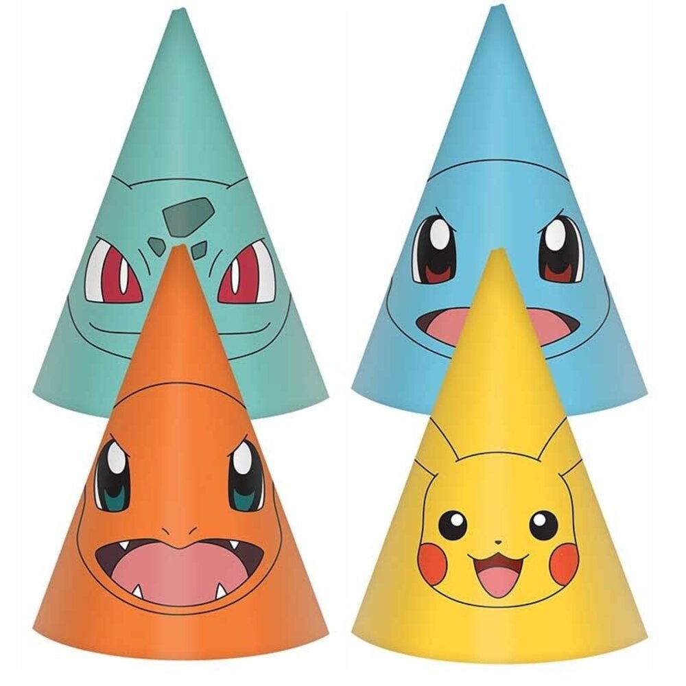 Amscan Chapeaux de fête Pokemon Pikachu | 8 pièces