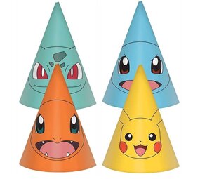 Amscan Pokemon Pikachu Feesthoedjes | 8 stuks