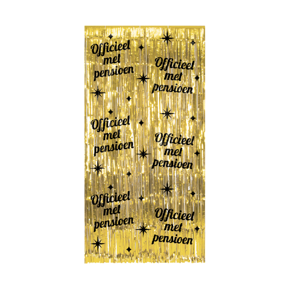 Paper Dreams Door curtain Officieel Met Pensioen Gold-Black Classy 100x200cm | per Unit Paper Dreams Door curtain Officieel Met Pensioen Gold-Black Classy 100x200cm | per Unit