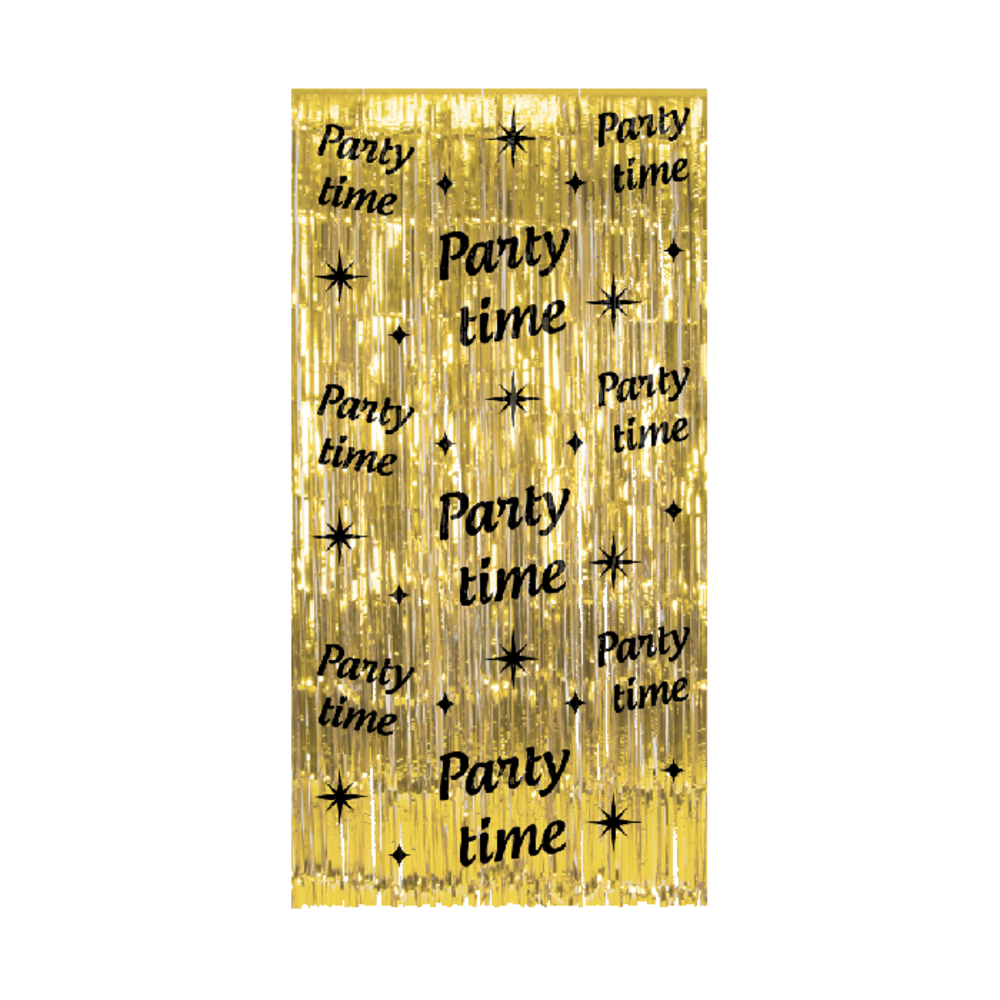Paper Dreams Tür vorhang Party Time Gold-Schwarz Classy 100x200cm | pro Einheit