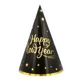 Tuf-Tuf Happy New Year Partyhüte Gold/Schwarz | 6 Stück Tuf-Tuf Happy New Year Partyhüte Gold/Schwarz | 6 Stück