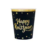 Tuf-Tuf Happy New Year Cups Gold/Black 220ml | 6 pieces
