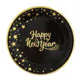 Tuf-Tuf Happy New Year Plates Gold/Black 23cm | 6 pieces