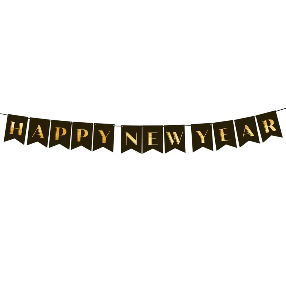 Tuf-Tuf Happy New Year Banner Gold/Black 250cm | per Unit Tuf-Tuf Happy New Year Banner Gold/Black 250cm | per Unit
