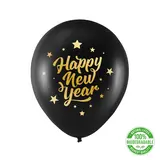 Tuf-Tuf Happy New Year Balloons Gold/Black 30cm | 10 pieces