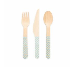 Couverts En Bois Bleu Clair | 18 pièces