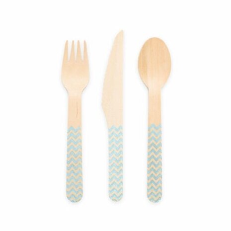 Couverts En Bois Bleu Clair | 18 pièces