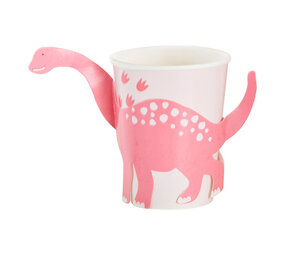 Ginger Ray Dinosaurus Pink Bekers 265ml | 8 stuks