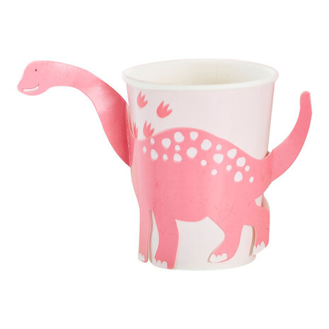 Ginger Ray Dinosaurus Pink Cups 265ml | 8 pieces