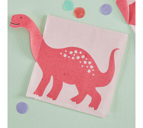 Ginger Ray Serviettes roses dinosaures | 16 pièces