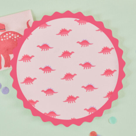 Ginger Ray Dinosaur Pink Plates 25cm | 8 pieces Ginger Ray Dinosaur Pink Plates 25cm | 8 pieces