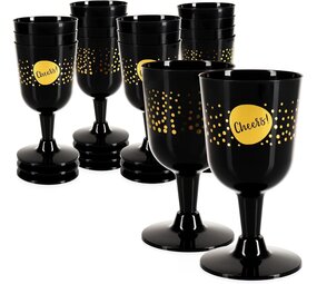 Tuf-Tuf Plastic Wijn Glazen Zwart/Goud | 4 stuks Tuf-Tuf Plastic Wijn Glazen Zwart/Goud | 4 stuks