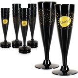 Tuf-Tuf Plastic champagne glasses black/gold 4 pieces Tuf-Tuf Plastic champagne glasses black/gold 4 pieces