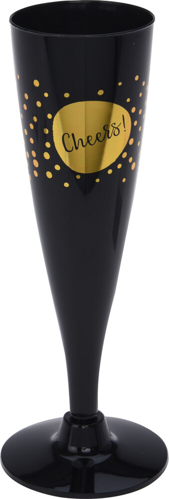 Tuf-Tuf Plastic Champagne Glazen Zwart/Goud | 4 stuks Tuf-Tuf Plastic Champagne Glazen Zwart/Goud | 4 stuks