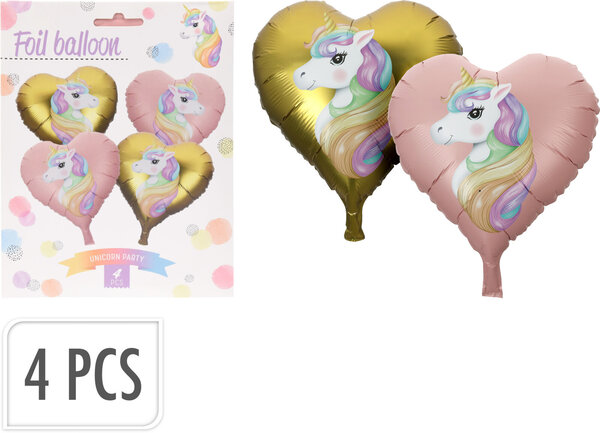 Tuf-Tuf Ballons en aluminium Licorne 23 cm | 4 pièces