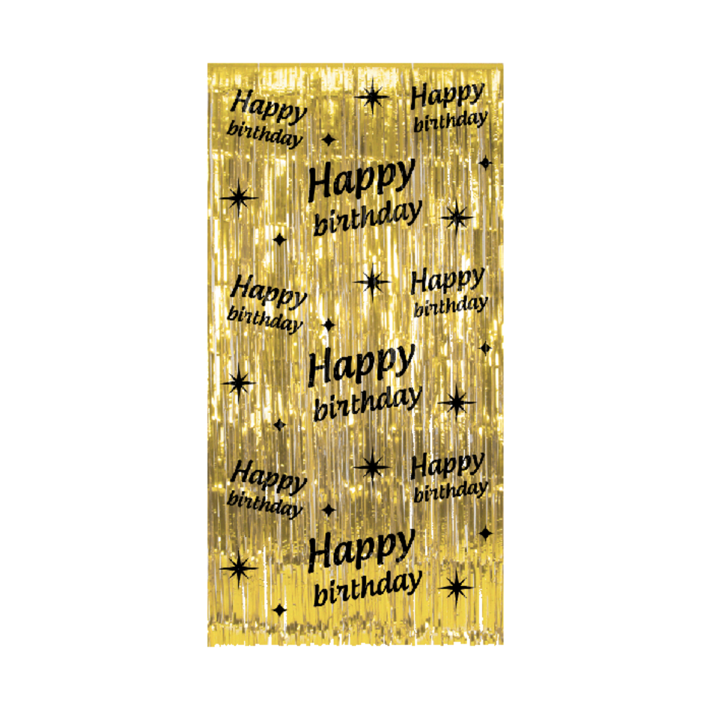 Paper Dreams Rideau de porte Happy Birthday Or-Noir Classy 100x200cm | par unité Paper Dreams Rideau de porte Happy Birthday Or-Noir Classy 100x200cm | par unité