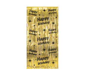 Paper Dreams Deurgordijn Happy Birthday Goud-Zwart Classy 100x200cm | per stuk Paper Dreams Deurgordijn Happy Birthday Goud-Zwart Classy 100x200cm | per stuk