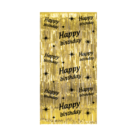 Paper Dreams Rideau de porte Happy Birthday Or-Noir Classy 100x200cm | par unité Paper Dreams Rideau de porte Happy Birthday Or-Noir Classy 100x200cm | par unité