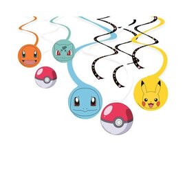 Amscan Pokemon Pikachu Hangdecoratie Swirls | 6 stuks