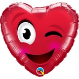 Qualatex Folie ballon Hart Smiley Knipoog ( 46cm) gevuld met helium Qualatex Folie ballon Hart Smiley Knipoog ( 46cm) gevuld met helium