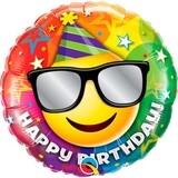 Qualatex Foil balloon Happy Birthday Smiley (46cm) filled with helium Qualatex Foil balloon Happy Birthday Smiley (46cm) filled with helium