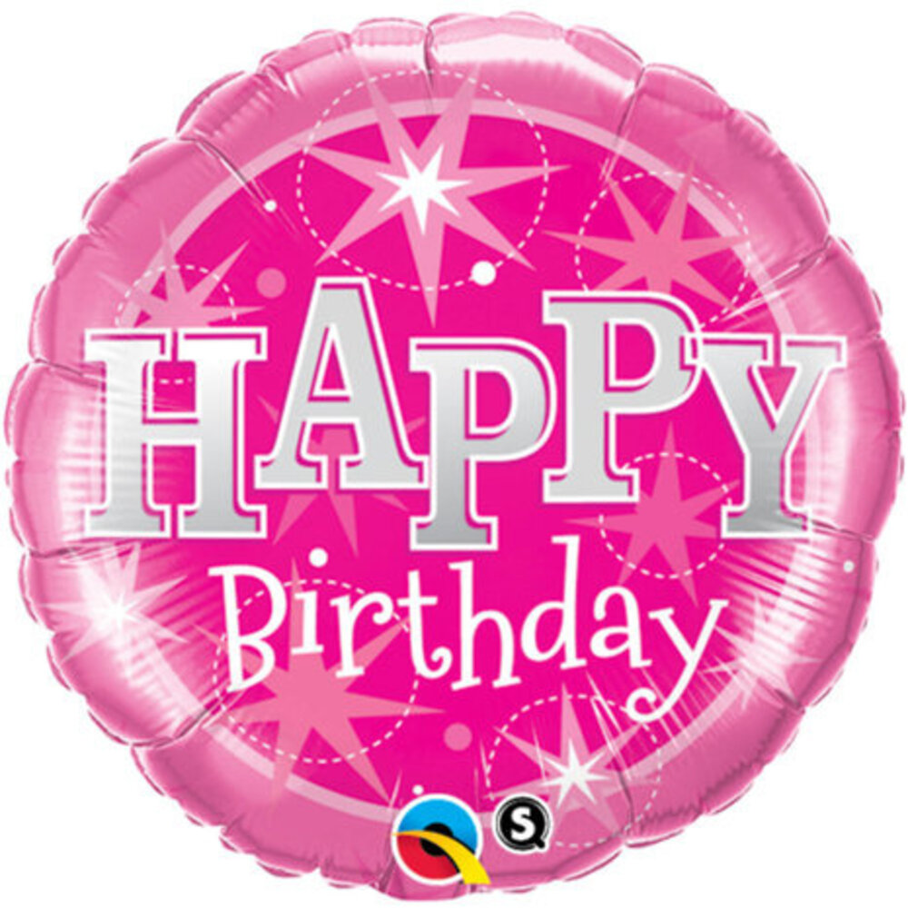 Qualatex Helium Balloon Happy Birthday Pink (45cm) filled with helium Qualatex Helium Balloon Happy Birthday Pink (45cm) filled with helium