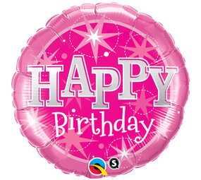 Qualatex Helium Balloon Happy Birthday Pink (45cm) filled with helium Qualatex Helium Balloon Happy Birthday Pink (45cm) filled with helium
