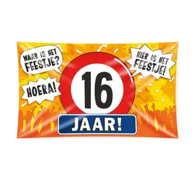 Paper Dreams Facade flag 16 years of traffic sign XXL | 150x90cm Paper Dreams Facade flag 16 years of traffic sign XXL | 150x90cm