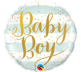 Qualatex Heliumballon Baby Boy Blue Stripes (45cm) gefüllt mit Helium Qualatex Heliumballon Baby Boy Blue Stripes (45cm) gefüllt mit Helium