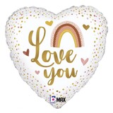 Folie ballon Love You (45cm) gevuld met helium