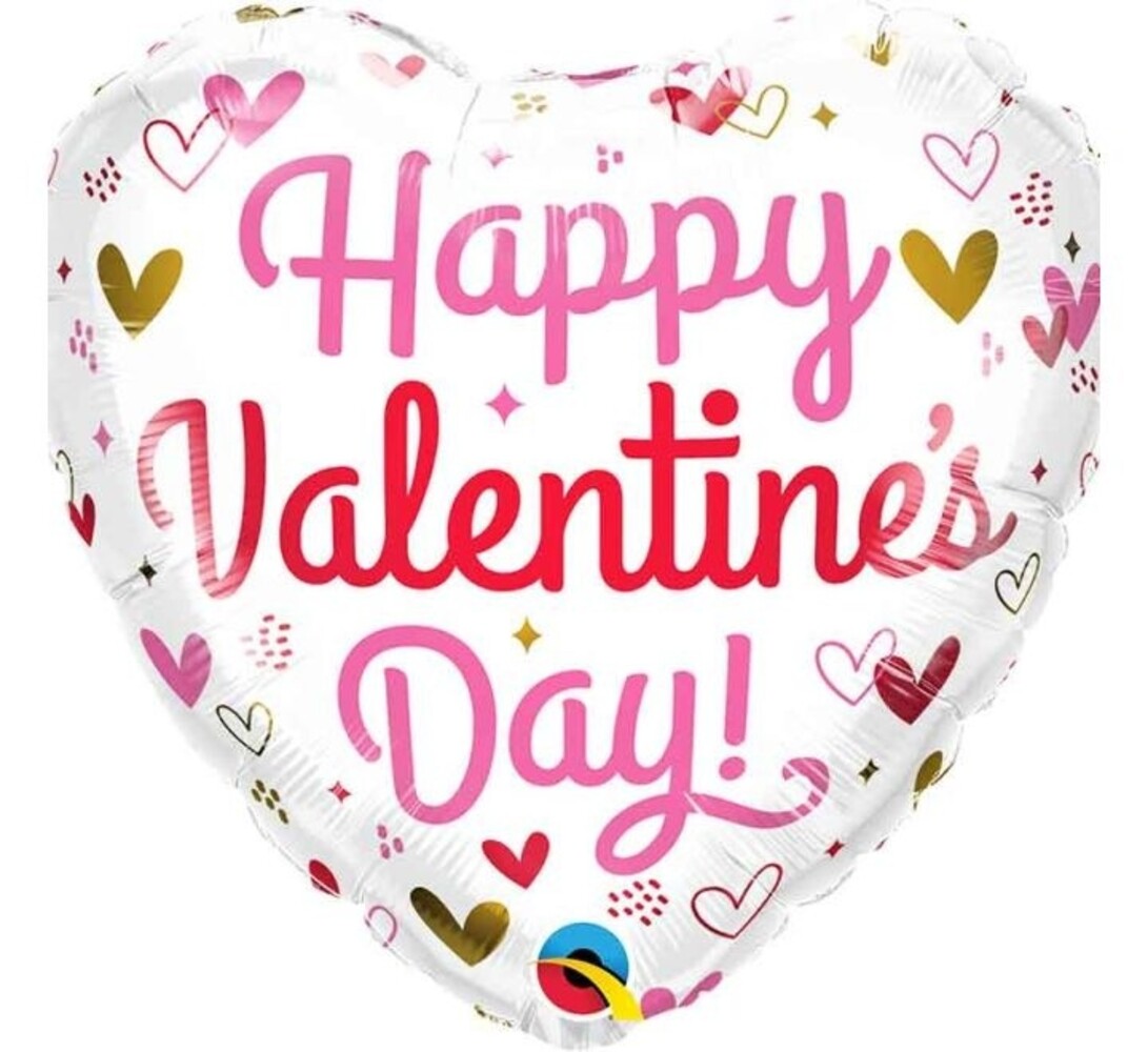 Qualatex Ballon aluminium Happy Valentine's Day 45cm | vide